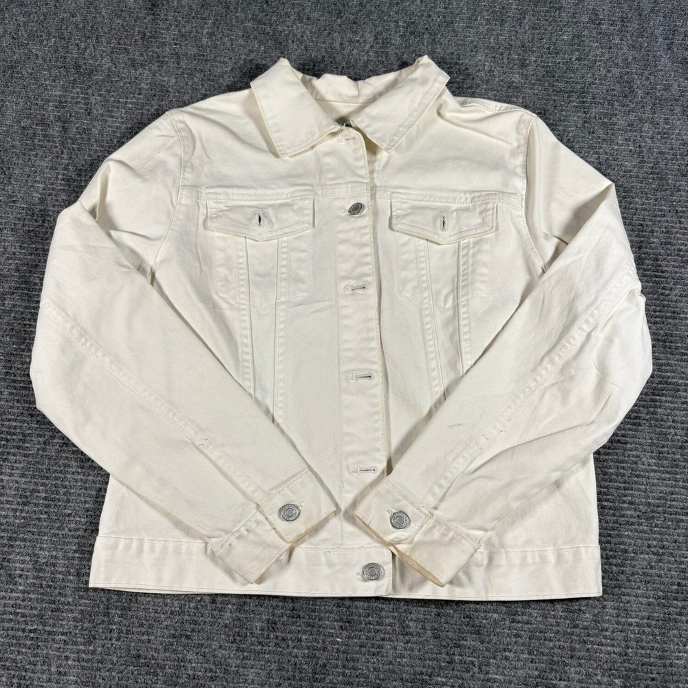 Gap Denim Jacket Womens XL Cream Good Stretch Trucker Button Front